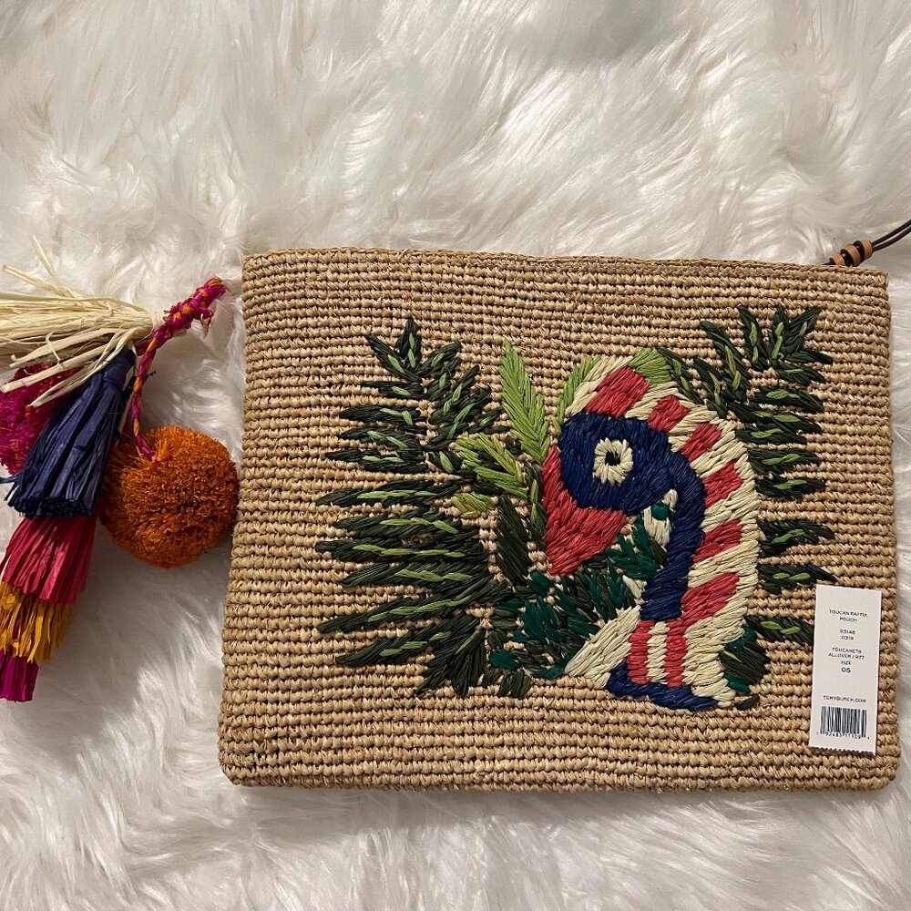 *NWT* Tory Burch Toucan Raffia Pouch
